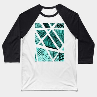 Geometric doodles - turquoise and black Baseball T-Shirt